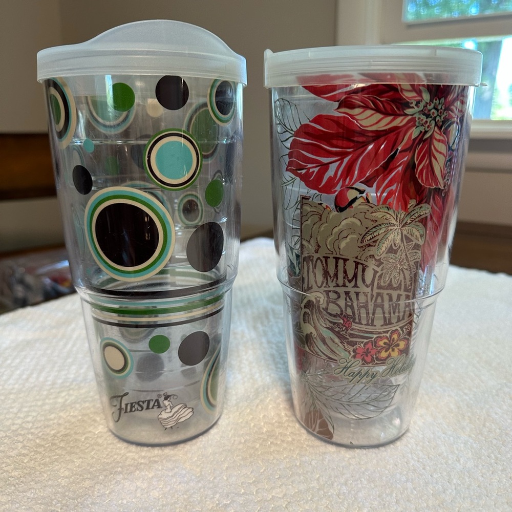 Two Tervis Tumblers Fiesta and Tommy Bahama